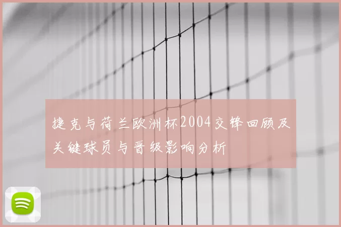 捷克与荷兰欧洲杯2004交锋回顾及关键球员与晋级影响分析